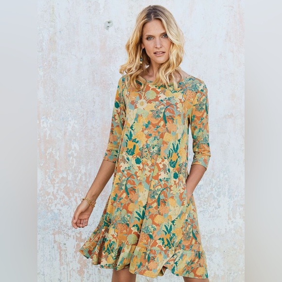 Peruvian Connection Lantana Floral Print Mini Dress Size Small - Picture 1 of 8